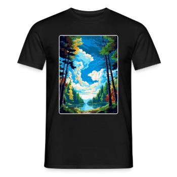Forest Of Dean Vintage Travel Poster Souvenir WPA - Men's T-Shirt - black - Front - AI Model Male 178 light (178cm)