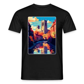 Durham England Uk Vintage Reiseposter Souvenir - Männer T-Shirt - Schwarz - Vorne - AI Model Male 178 light (178cm)