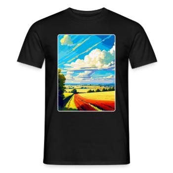 Lincolnshire Wolds Vintage Reiseposter Souvenir - Männer T-Shirt - Schwarz - Vorne - AI Model Male 178 light (178cm)