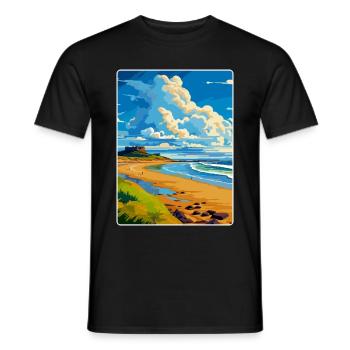 Northumberland Coast Anob Affiche de voyage souvenir - T-shirt homme - noir - Devant - AI Model Male 178 light (178cm)