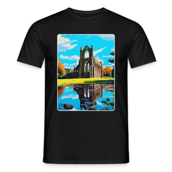 Bolton Abbey England Uk Travel Poster Souvenir WPA - Men's T-Shirt - black - Front - AI Model Male 178 light (178cm)