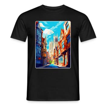 York Angleterre Royaume-Uni Affiche de voyage vintage Souvenir WPA - T-shirt homme - noir - Devant - AI Model Male 178 light (178cm)