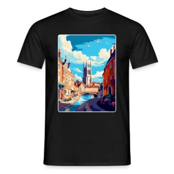 Exeter England Uk Vintage Reiseposter Souvenir - Männer T-Shirt - Schwarz - Vorne - AI Model Male 178 light (178cm)