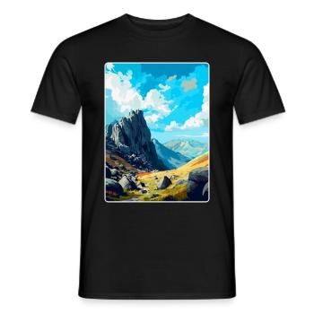 Glyder Fach Pays de Galles Royaume-Uni Affiche de voyage vintage WPA Art - T-shirt homme - noir - Devant - AI Model Male 178 light (178cm)