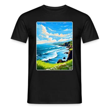 North Coast 500 Scotland Uk Vintage Travel Poster - Men's T-Shirt - black - Front - AI Model Male 178 light (178cm)