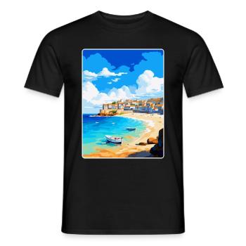 St Ives Cornwall England Vereinigtes Königreich Vintage Reiseposter - Männer T-Shirt - Schwarz - Vorne - AI Model Male 178 light (178cm)
