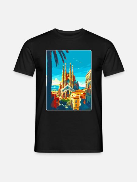 Barcelona Spanien Vintage Reiseplakat Souvenir WPA - Männer T-Shirt - Schwarz