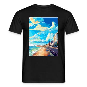 Hove England Uk Vintage Reiseplakat Souvenir WPA - Männer T-Shirt - Schwarz - Vorne - AI Model Male 178 light (178cm)