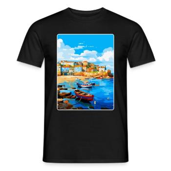 St Ives England Uk Vintage Reiseplakat Souvenir - Männer T-Shirt - Schwarz - Vorne - AI Model Male 178 light (178cm)