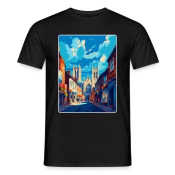 York Angleterre Royaume-Uni Affiche de voyage vintage Souvenir WPA - T-shirt homme - noir - Devant - AI Model Male 178 light (178cm)