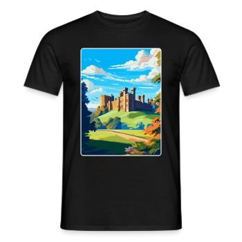 Alnwick Castle England Uk Vintage Travel Poster - Men's T-Shirt - black - Front - AI Model Male 178 light (178cm)