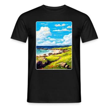 Isle Of Coll Schottland UK Vintage Reiseposter WPA - Männer T-Shirt - Schwarz - Vorne - AI Model Male 178 light (178cm)