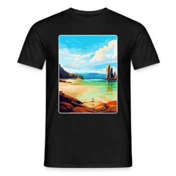 Isle Of Lewis Schottland Vereinigtes Königreich Vintage Reiseposter - Männer T-Shirt - Schwarz - Vorne - AI Model Male 178 light (178cm)