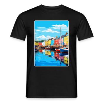 Plymouth England Uk Vintage Reiseplakat Souvenir - Männer T-Shirt - Schwarz - Vorne - AI Model Male 178 light (178cm)