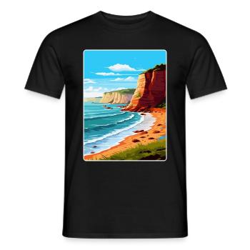 Torquay Cliffs England Uk Vintage Reiseposter - Männer T-Shirt - Schwarz - Vorne - AI Model Male 178 light (178cm)