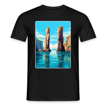 Stack Rocks Pembrokeshire Vintage Reiseposter - Männer T-Shirt - Schwarz - Vorne - AI Model Male 178 light (178cm)