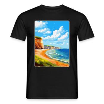 Torquay Cliffs England Uk Vintage Reiseposter - Männer T-Shirt - Schwarz - Vorne - AI Model Male 178 light (178cm)