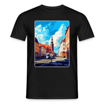 Ostrava Czech Republic Vintage Travel Poster WPA - Men's T-Shirt - black - Front - AI Model Male 178 light (178cm)