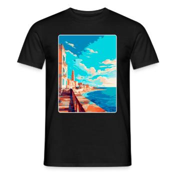 Cadix Espagne Affiche de voyage vintage WPA Art Souvenir - T-shirt homme - noir - Devant - AI Model Male 178 light (178cm)