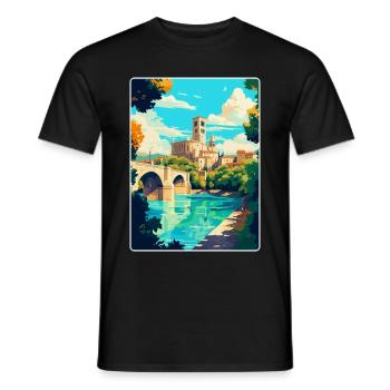 Avignon Frankreich Vintage Reiseplakat Souvenir WPA - Männer T-Shirt - Schwarz - Vorne - AI Model Male 178 light (178cm)