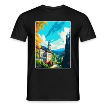 Baden Baden Germany Vintage Travel Poster Souvenir - Men's T-Shirt - black - Front - AI Model Male 178 light (178cm)