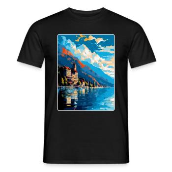 Montreux Schweiz Vintage Reiseplakat WPA Kunst - Männer T-Shirt - Schwarz - Vorne - AI Model Male 178 light (178cm)