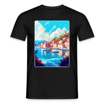 Hvar Kroatien Vintage Reiseposter WPA Souvenir - Männer T-Shirt - Schwarz - Vorne - AI Model Male 178 light (178cm)