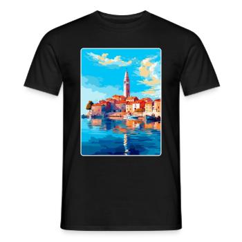 Vodice Kroatien Vintage Reiseplakat Souvenir WPA - Männer T-Shirt - Schwarz - Vorne - AI Model Male 178 light (178cm)