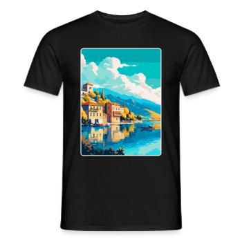 Ioannina Griechenland Vintage Reiseplakat Souvenir WPA - Männer T-Shirt - Schwarz - Vorne - AI Model Male 178 light (178cm)