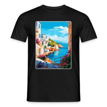 Rhodes Grèce Vintage Voyage Poster WPA Souvenir - T-shirt homme - noir - Devant - AI Model Male 178 light (178cm)