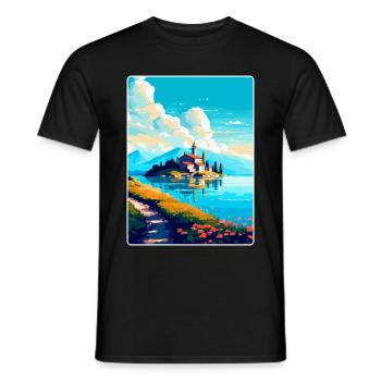 Visovac Kroatien Vintage Reiseplakat Souvenir WPA - Männer T-Shirt - Schwarz - Vorne - AI Model Male 178 light (178cm)