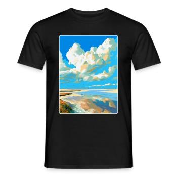 Affiche de voyage vintage de la mer des Wadden aux Pays-Bas WPA - T-shirt homme - noir - Devant - AI Model Male 178 light (178cm)