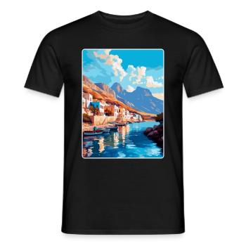 Kalymnos Griechenland Vintage Reise Poster Souvenir WPA - Männer T-Shirt - Schwarz - Vorne - AI Model Male 178 light (178cm)