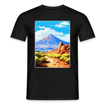 Parc national du Teide Espagne Affiche de voyage vintage - T-shirt homme - noir - Devant - AI Model Male 178 light (178cm)