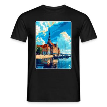 Rostock Allemagne Affiche de voyage vintage Souvenir WPA - T-shirt homme - noir - Devant - AI Model Male 178 light (178cm)