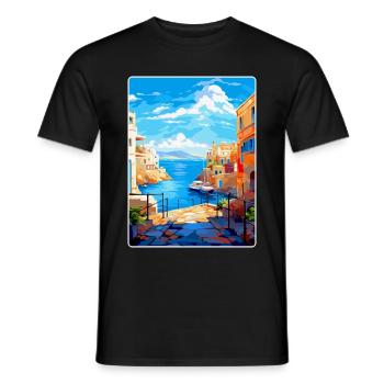 Heraklion Griechenland Vintage Reiseplakat Souvenir - Männer T-Shirt - Schwarz - Vorne - AI Model Male 178 light (178cm)