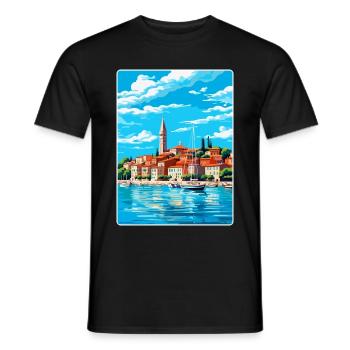 Koper Slowenien Vintage Reiseplakat Souvenir WPA - Männer T-Shirt - Schwarz - Vorne - AI Model Male 178 light (178cm)