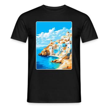 Karpathos Grèce Affiche de voyage vintage souvenir - T-shirt homme - noir - Devant - AI Model Male 178 light (178cm)