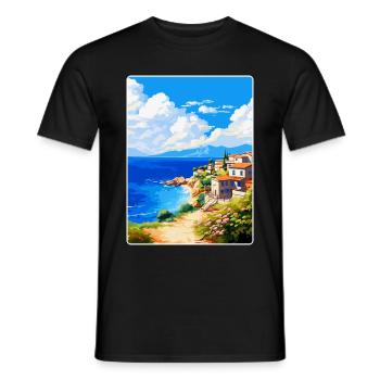 Chalkidiki Griechenland Vintage Reiseplakat Souvenir - Männer T-Shirt - Schwarz - Vorne - AI Model Male 178 light (178cm)