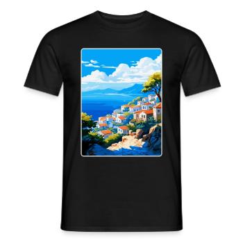 Hydra Greece Vintage Travel Poster WPA Souvenir - Men's T-Shirt - black - Front - AI Model Male 178 light (178cm)