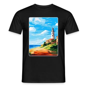 Faro Portugal Affiche de voyage vintage WPA Souvenir - T-shirt homme - noir - Devant - AI Model Male 178 light (178cm)