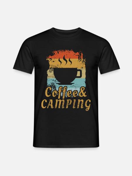 Camping und Kaffee - Männer T-Shirt - Schwarz