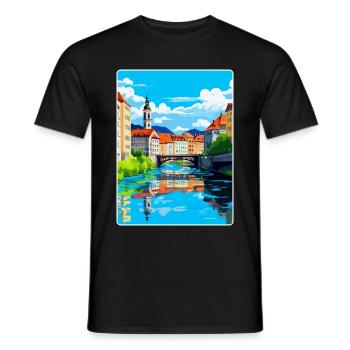 Ljubljana Slovénie Affiche de voyage vintage souvenir - T-shirt homme - noir - Devant - AI Model Male 178 light (178cm)