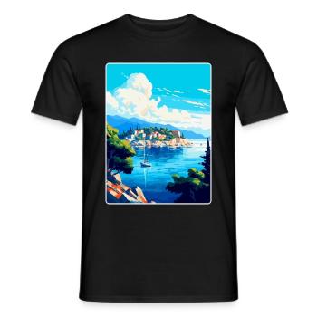 Vis Island Croatia Vintage Travel Poster Souvenir - Men's T-Shirt - black - Front - AI Model Male 178 light (178cm)