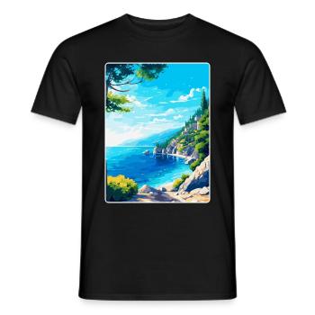 Brela Kroatien Vintage Reiseposter WPA Souvenir - Männer T-Shirt - Schwarz - Vorne - AI Model Male 178 light (178cm)