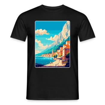Makarska Kroatien Vintage Reiseplakat Souvenir - Männer T-Shirt - Schwarz - Vorne - AI Model Male 178 light (178cm)