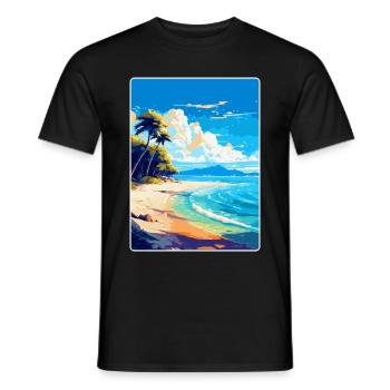 Strand Jakirusa Kroatien Vintage Reiseposter WPA - Männer T-Shirt - Schwarz - Vorne - AI Model Male 178 light (178cm)