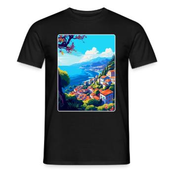 Funchal Portugal Vintage Reiseplakat Souvenir - Männer T-Shirt - Schwarz - Vorne - AI Model Male 178 light (178cm)