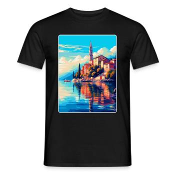Lovran Kroatien Vintage Reiseplakat Souvenir WPA - Männer T-Shirt - Schwarz - Vorne - AI Model Male 178 light (178cm)