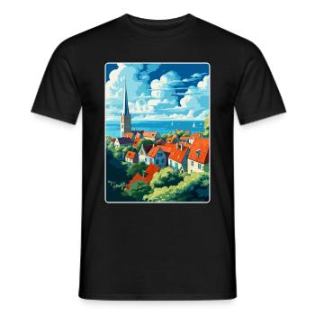 Visby Schweden Vintage Reiseposter WPA Souvenir - Männer T-Shirt - Schwarz - Vorne - AI Model Male 178 light (178cm)